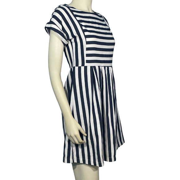 3-FOR-$30 Altar'd State Sz S Summer Dress Boat Neck Pleated Skirt Nautical Blue - Picture 2 of 11